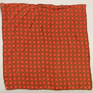 VINTAGE Brown Red Polka Dot Crepe Pocket Square